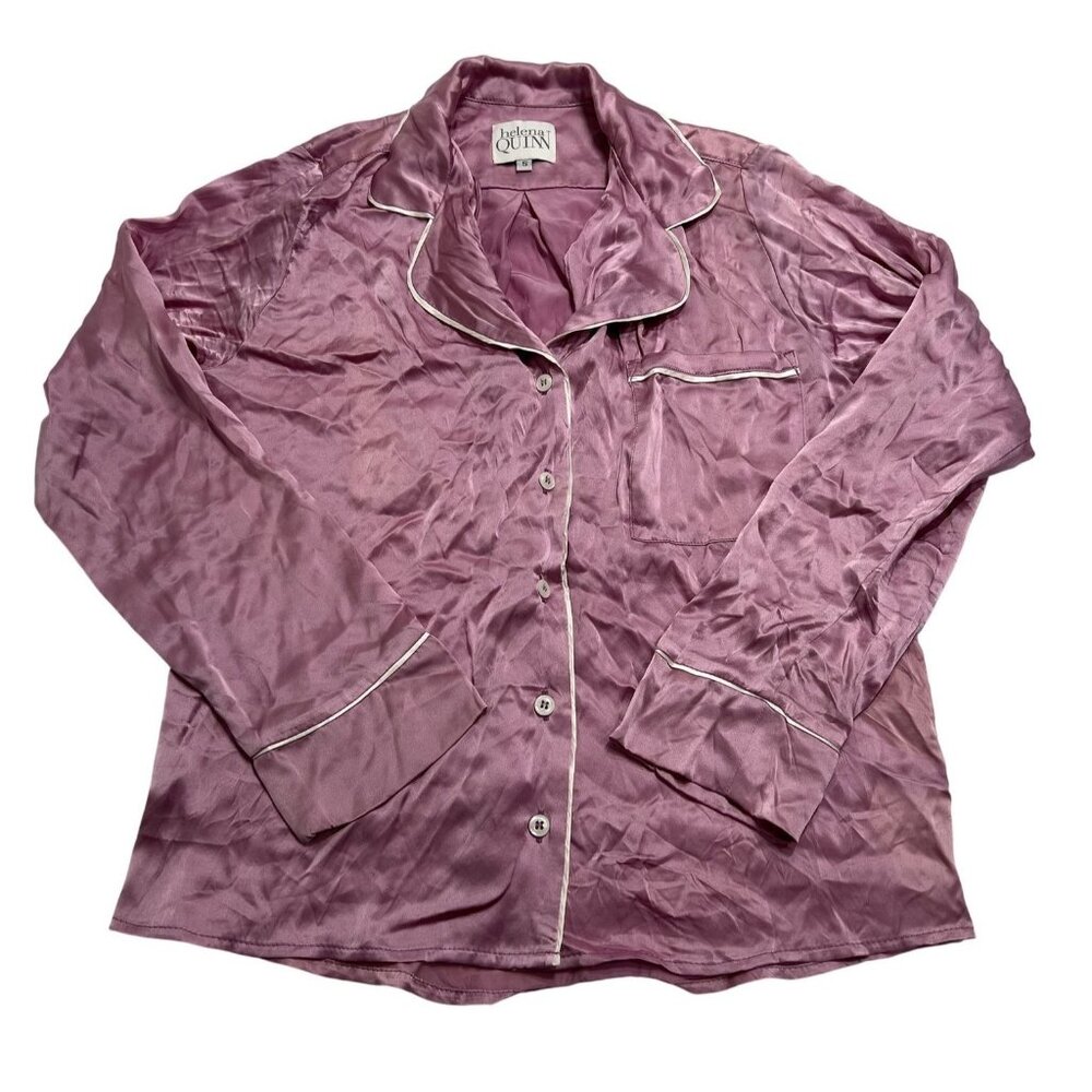 Helena Quinn Silk Charmeuse Long Sleeved Top in Orchid Pink